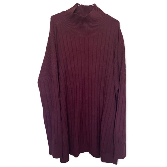 Nordstrom NWT Burgundy Stem Turtleneck Ribbed Sweater Size XXL - Picture 1 of 7